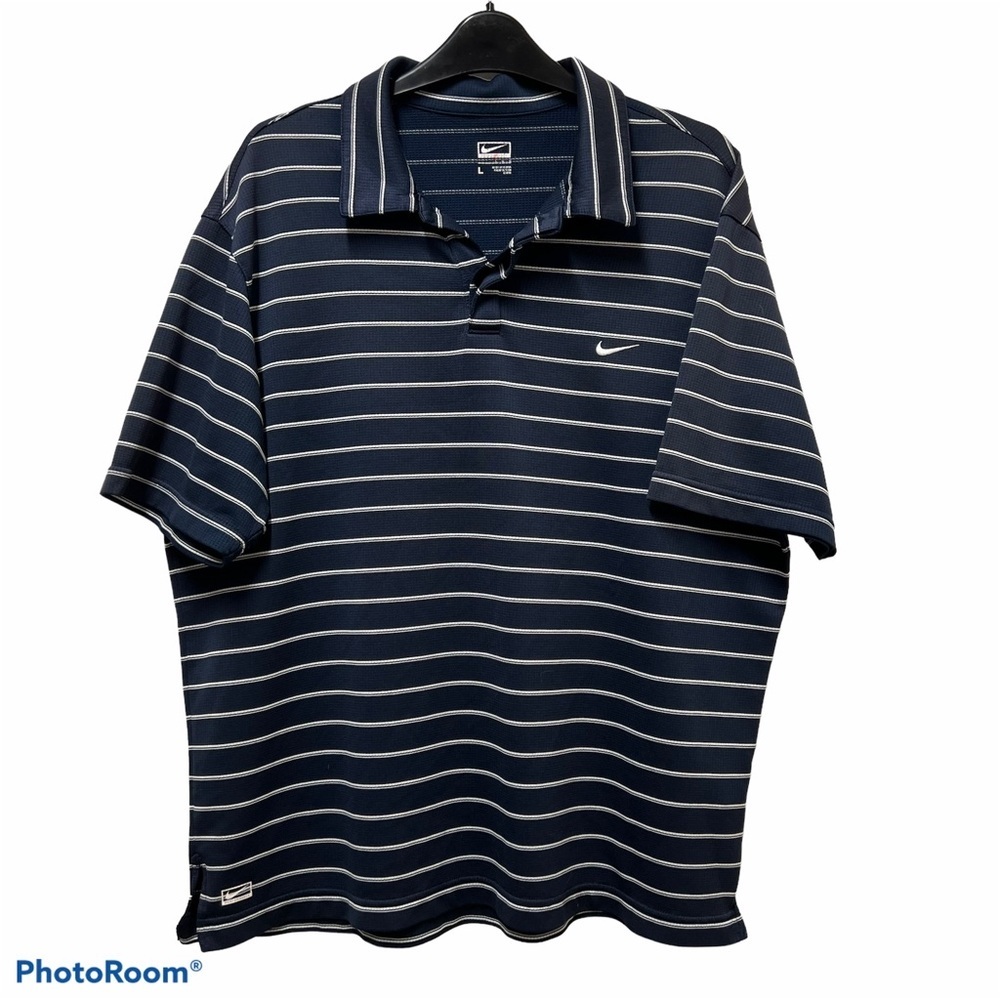 Nike Performance Men's Black White Striped Dri Fit Polo